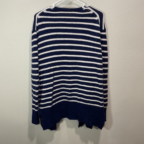MADEWELL Cozy Walker Open Cardigan Wool Alpaca Blue White Stripe Sweater M0706 - Picture 7 of 9